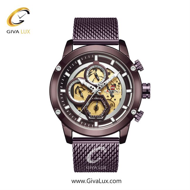 ساعت مچی اورجینال مردانه ناوی فورس|Naviforce|نوی فورس|نیوی فورس سه موتوره فول تایم قهوه ای | قهوه ای| قهوه ای-طلایی| کد رفرنس NF9167 CE/CE